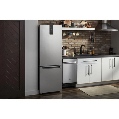 24" Wide Garage-Ready Bottom-Freezer Refrigerator, 12.9 Cubic Feet - Fingerprint-Resistant Stainless Finish