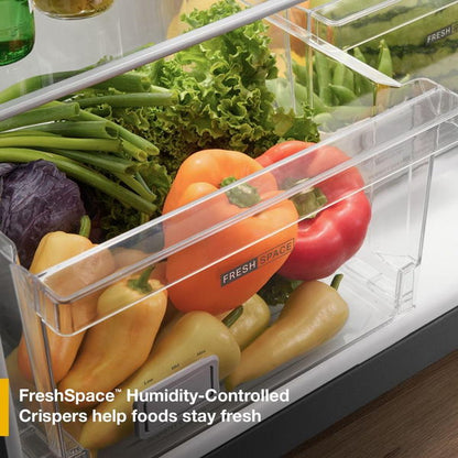 Whirlpool 32.8" Wide Top Freezer Refrigerator With Total Coverage Cooling, 21.3 Cu. Ft., Reversible doors - Fingerprint-Resistant Stainless Finish