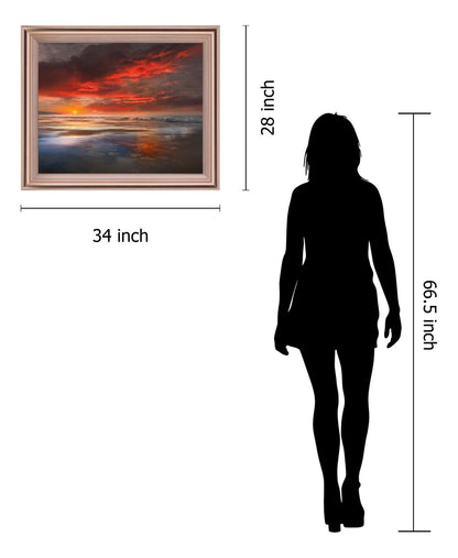 Fiery Dusk Reflection - 28" x 34" Framed Wall Art