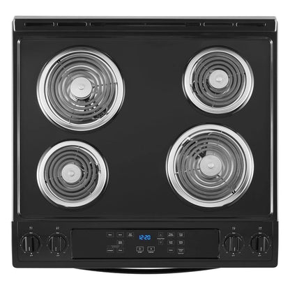 4.8 Cubic Feet Electric Range With Frozen Bake Technology And Adjustable Self-Clean Cycle - Black