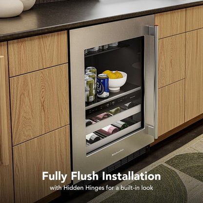 24" Beverage Center With Glass Door And Metal-Front Racks, Backlit Touch Controls