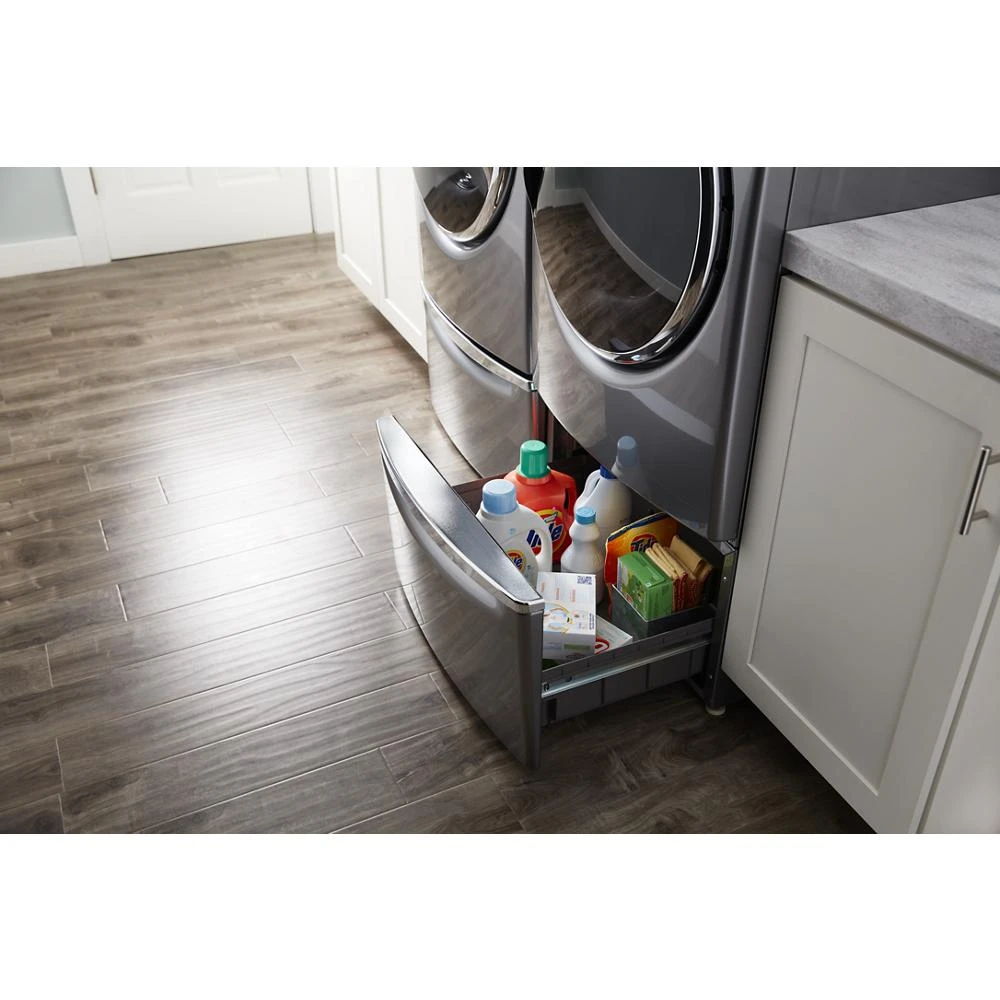 15.5" Pedestal For Front Load Washer And Dryer With Storage - Metallic Slate