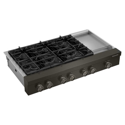 Kitchenaid 48" 6-Burner Gas Commercial-Style Rangetop With Griddle - Black Ore