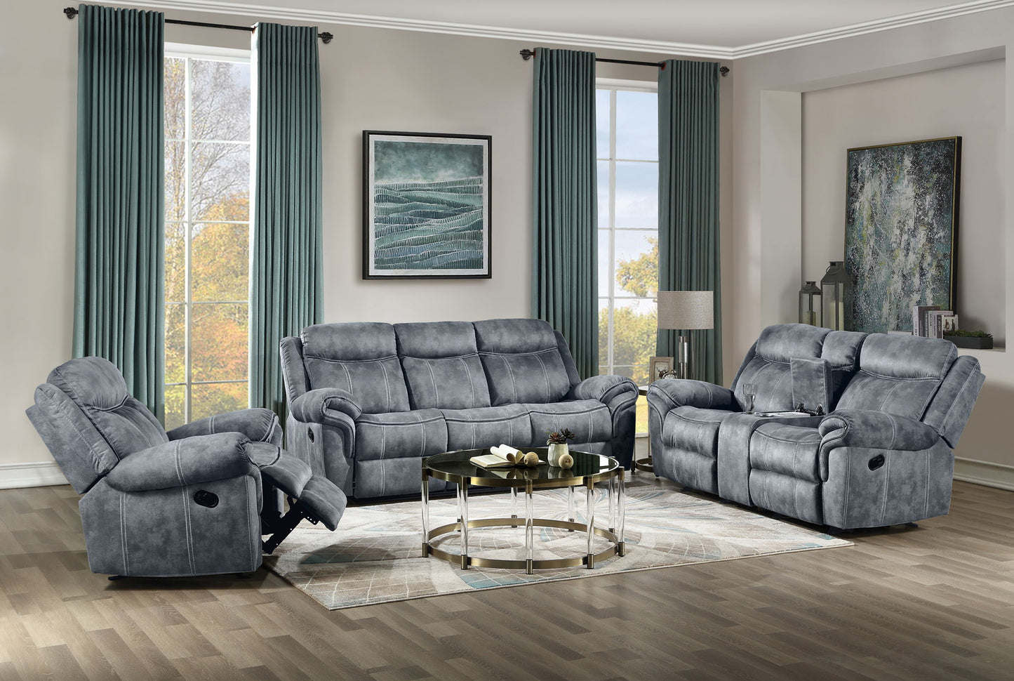 Zubaida - Two Tone 3 Piece Recliner Living Room Set