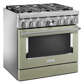 KitchenAid 36'' Smart Commercial-Style Dual Fuel Range With 6 Burners - Avocado Cream