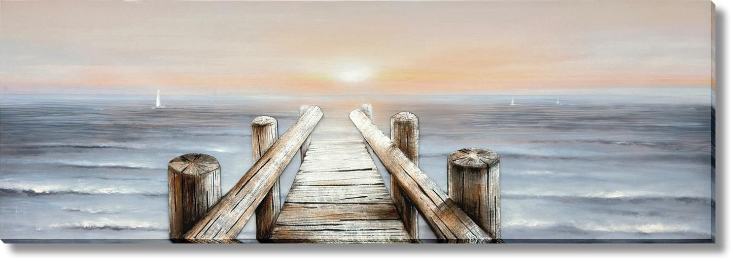 Serene Sunrise Pier - 20" x 59" Framed Wall Art