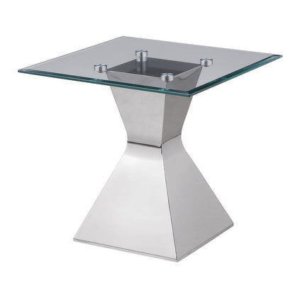Jenny - Glass Top Stainless Steel Table