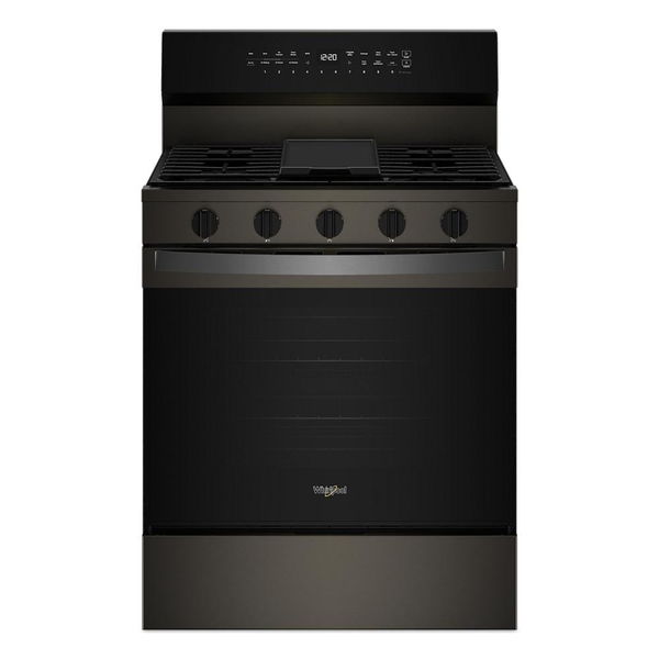 30" Smart Gas Range With Air Cooking Technology, No Preheat Air Fry, Steam/Self Clean And High Speed Preheat - Black Stainless