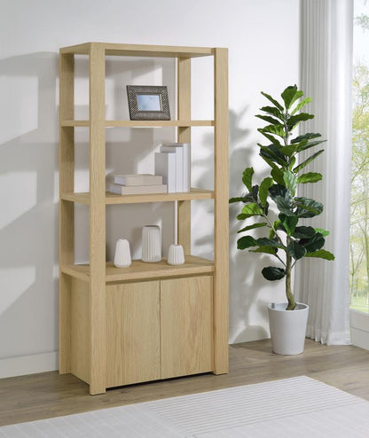 Laurelton - 3-Shelf Media Tower Tall Pier Cabinet - Light Oak