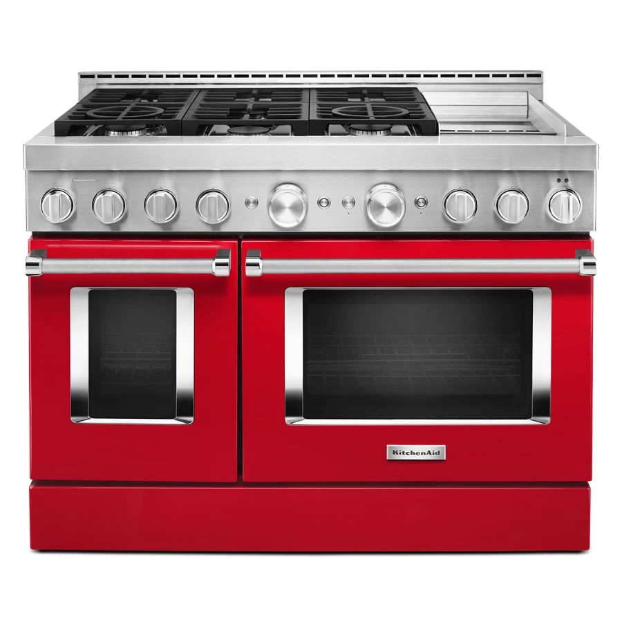 48'' Smart Commercial-Style Gas Range With Griddle - Passion Red