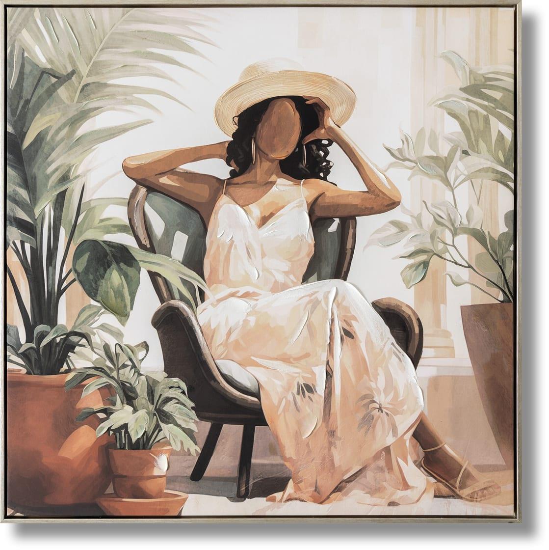Sunlit Oasis Muse - 33" x 33" Framed Wall Art