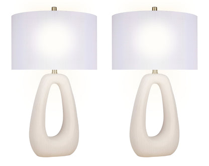"Serenity Loop" Ceramic Table Lamp (Set of 2) - Textured White