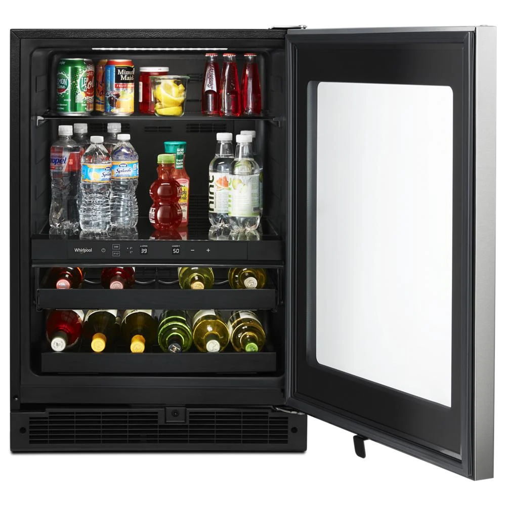 24" Wide Undercounter Beverage Center With Towel Bar Handle, 5.2 Cubic Feet - Fingerprint Resistant Stainless Steel