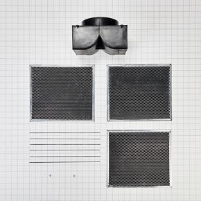 Range Wall Hood Recirculation Kit (Includes Two Charcoal Filters, Four Rod-Style Clips, And One Deflector Damper) - Silver