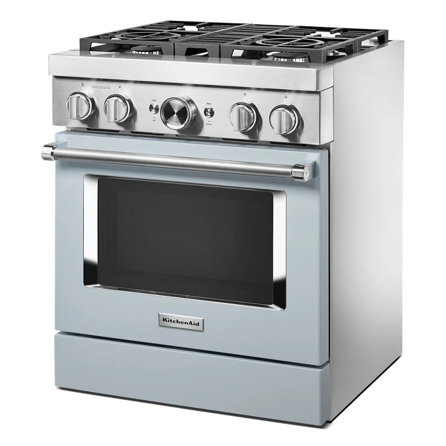 30'' Smart Commercial-Style Dual Fuel Range With 4 Burners - Misty Blue