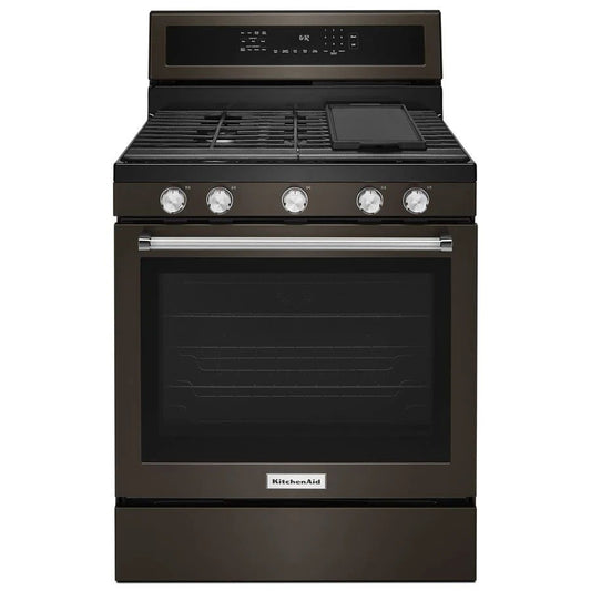 30" 5-Burner Gas Convection Range - Black Stainless Steel With PrintShield Finish