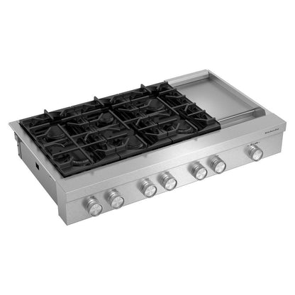 Kitchenaid 48" 6-Burner Gas Commercial-Style Rangetop With Griddle - Stainless Steel