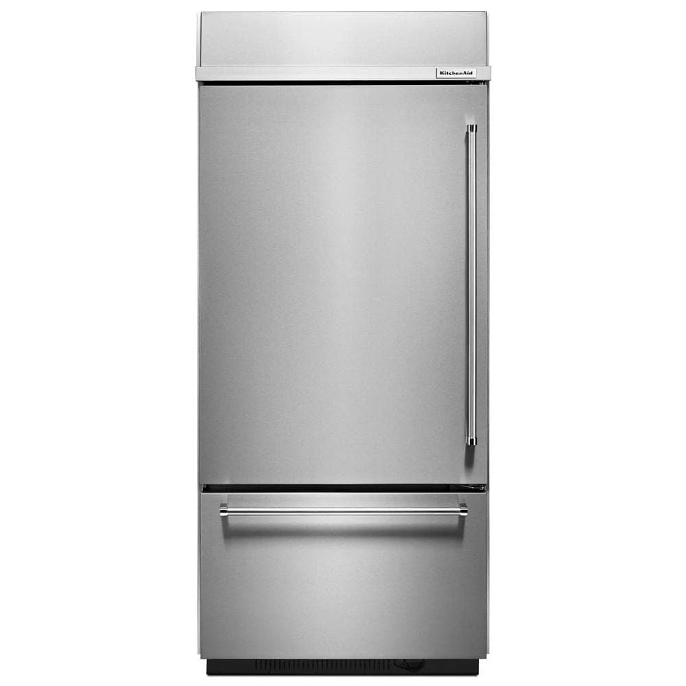20.9 Cubic Feet 36" Width Built-In Stainless Bottom Mount Refrigerator With Platinum Interior Design - Pearl Silver