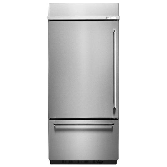 20.9 Cubic Feet 36" Width Built-In Stainless Bottom Mount Refrigerator With Platinum Interior Design - Pearl Silver
