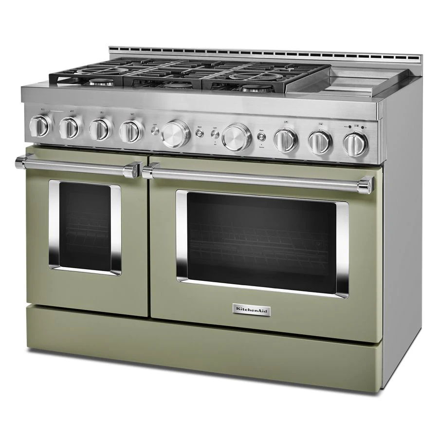 48'' Smart Commercial-Style Gas Range With Griddle - Avocado Cream