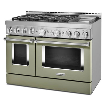 48'' Smart Commercial-Style Gas Range With Griddle - Avocado Cream