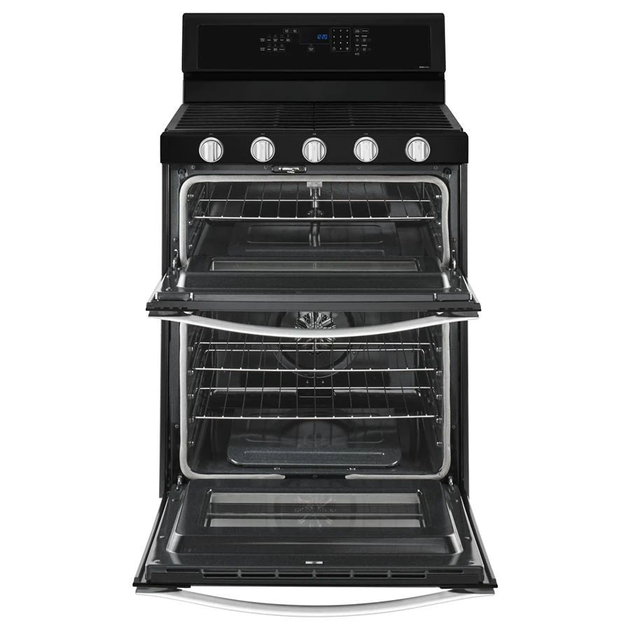 6.0 Cubic Feet Gas Double Oven Range With Ez-2-Lift Hinged Grates - Black Ice