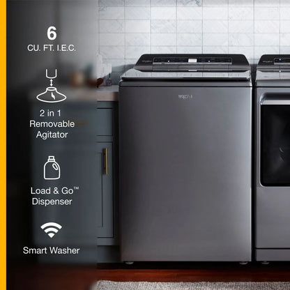 5.2-5.3 Cubic Feet Top Load Washer With 2 In 1 Removable Agitator - Chrome Shadow
