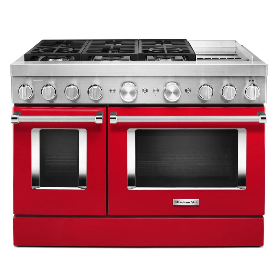 48'' Smart Commercial-Style Dual Fuel Range With Griddle - Passion Red