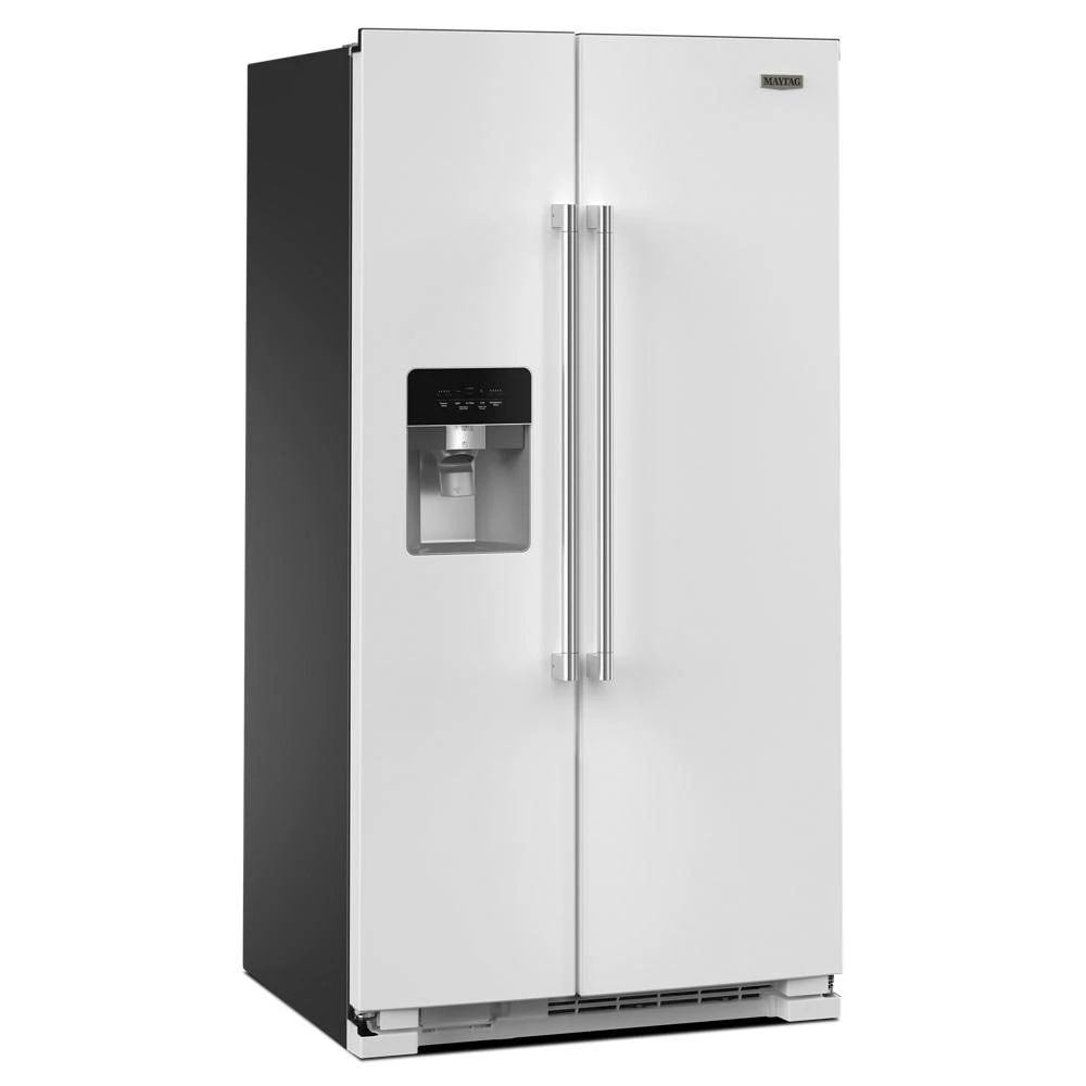 36" Wide Side-By-Side Refrigerator, 25 Cubic Feet, Exterior Ice And Water Dispenser - White