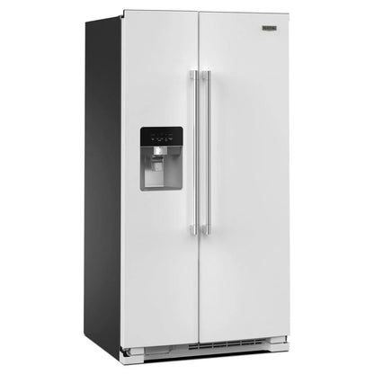 36" Wide Side-By-Side Refrigerator, 25 Cubic Feet, Exterior Ice And Water Dispenser - White