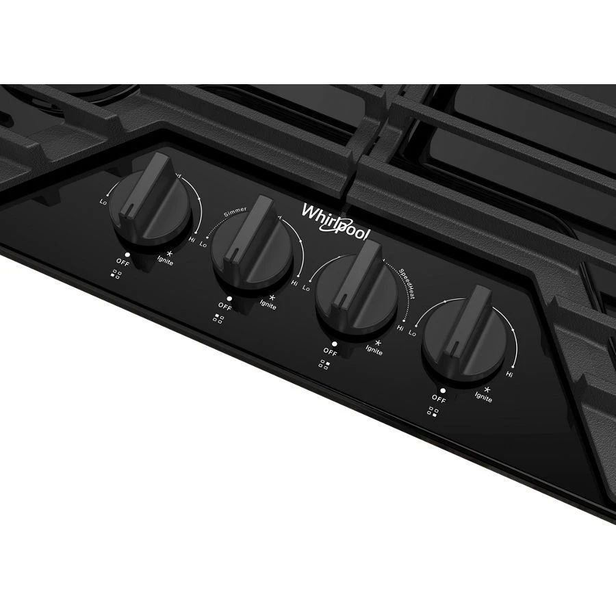 30" Gas Cooktop With Ez-2-Lift Hinged Cast-Iron Grates, 5K BTU Simmer Burner - Black