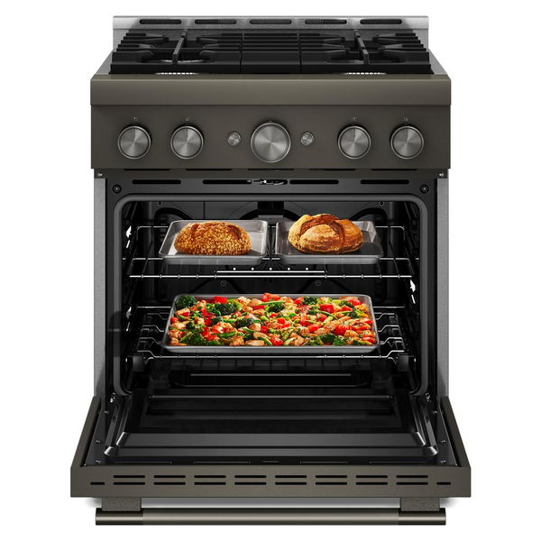 KitchenAid 30" 4 Burner Commercial-Style Gas Range With No Preheat Air Fry Mode - Black Ore