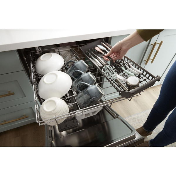 Eco Series Quiet Dishwasher With A Washing 3Rd Rack & Water Repellent Silverware Basket - Print Resist Black Stainless