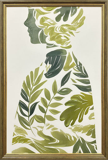 Sylvan Silhouette - 24 X 35 - Hand-Embellished Canvas In Frame - Green