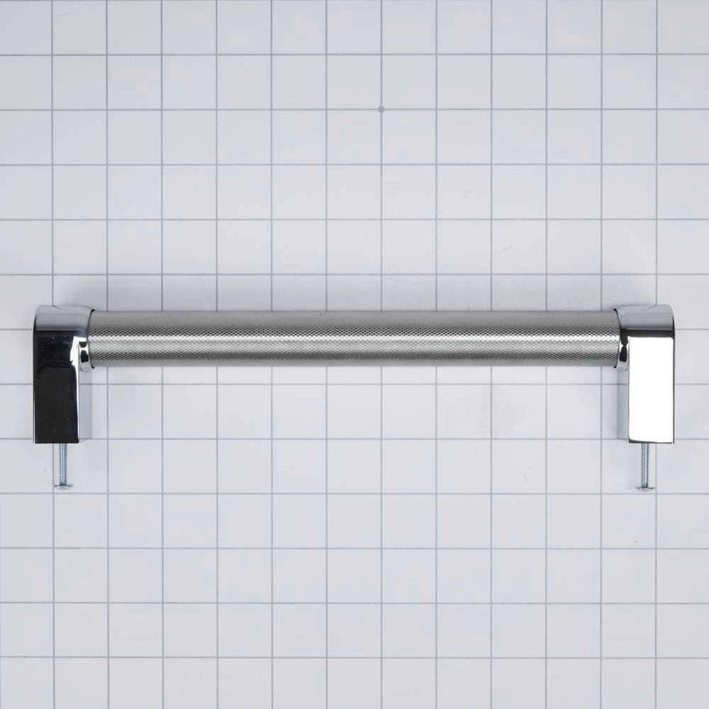Panel-Ready Compactor Handle Kit, With Textured Straight Bar And Red Medallion Ends For Kitchenaid Model Ktts505Epa (Includes Hardware) - Stainless Steel