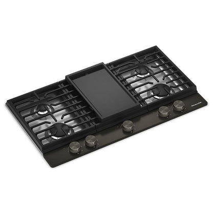 KitchenAid 36" Gas Cooktop With 5 Burners And Integrated Wok Grate - Black Ore