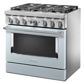 KitchenAid 36'' Smart Commercial-Style Dual Fuel Range With 6 Burners - Misty Blue