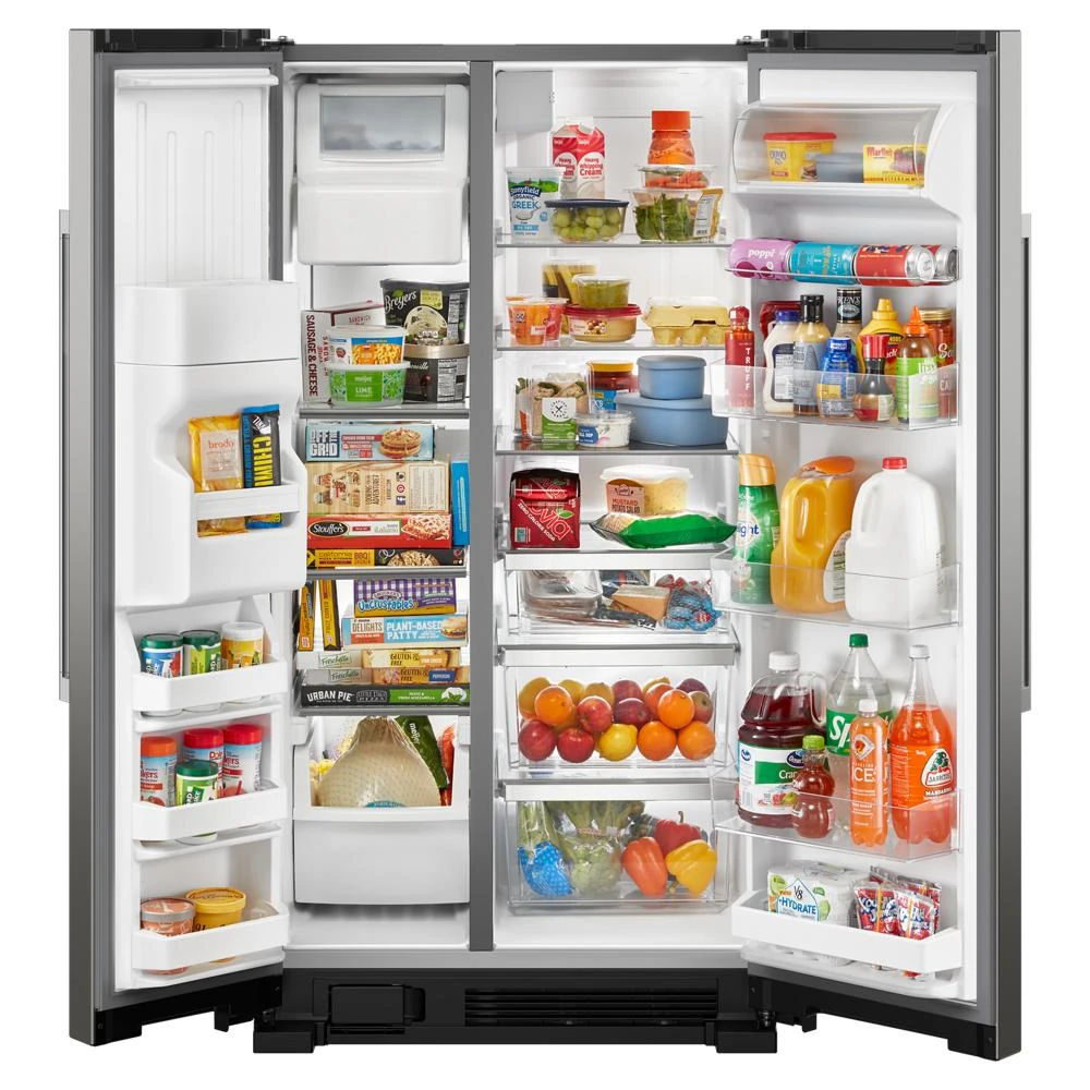 36" Wide Side-By-Side Refrigerator, 25 Cubic Feet, Touch Controls - Fingerprint-Resistant Stainless Finish