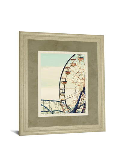 Retro Ferris By Gail Peck - Framed Print Wall Art - Beige
