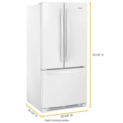 33" Wide French Door Refrigerator, 22 Cubic Feet - White