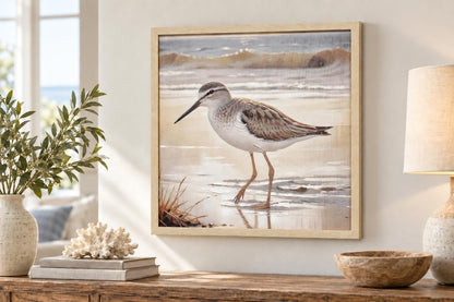 Shallows Reverie II - 20 X 20 - Hand-Embellished Canvas In Frame - Beige