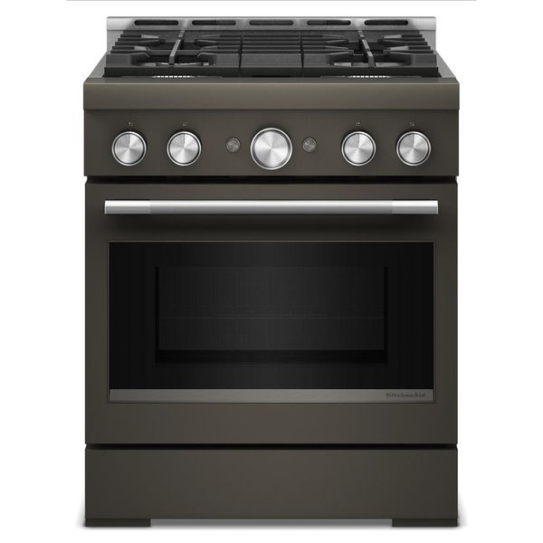 KitchenAid 30" 4 Burner Commercial-Style Gas Range With No Preheat Air Fry Mode - Black Ore