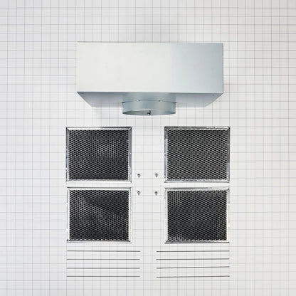 Range Hood Wall Recirculation Kit With 2 Charcoal Filters, 4 Clips, And A Deflector Damper - Silver