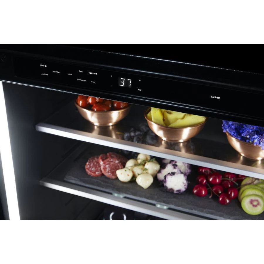 24" Noir Under Counter Glass Door Refrigerator, Right Swing