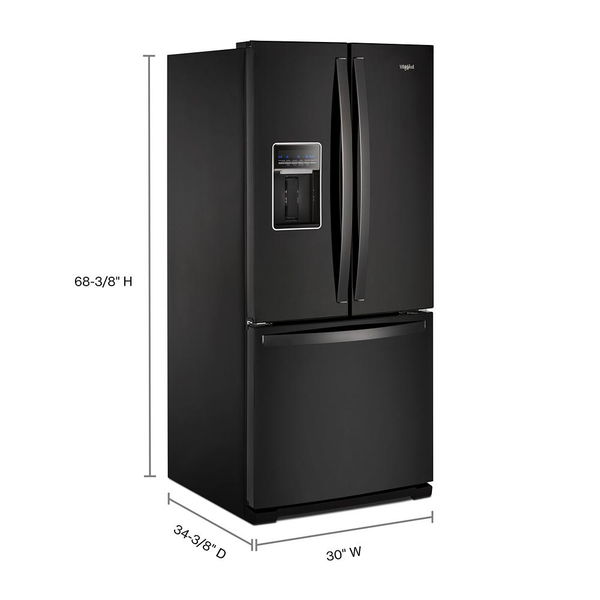 30" Wide French Door Refrigerator, 20 Cu. Ft., Adaptive Defrost - Black