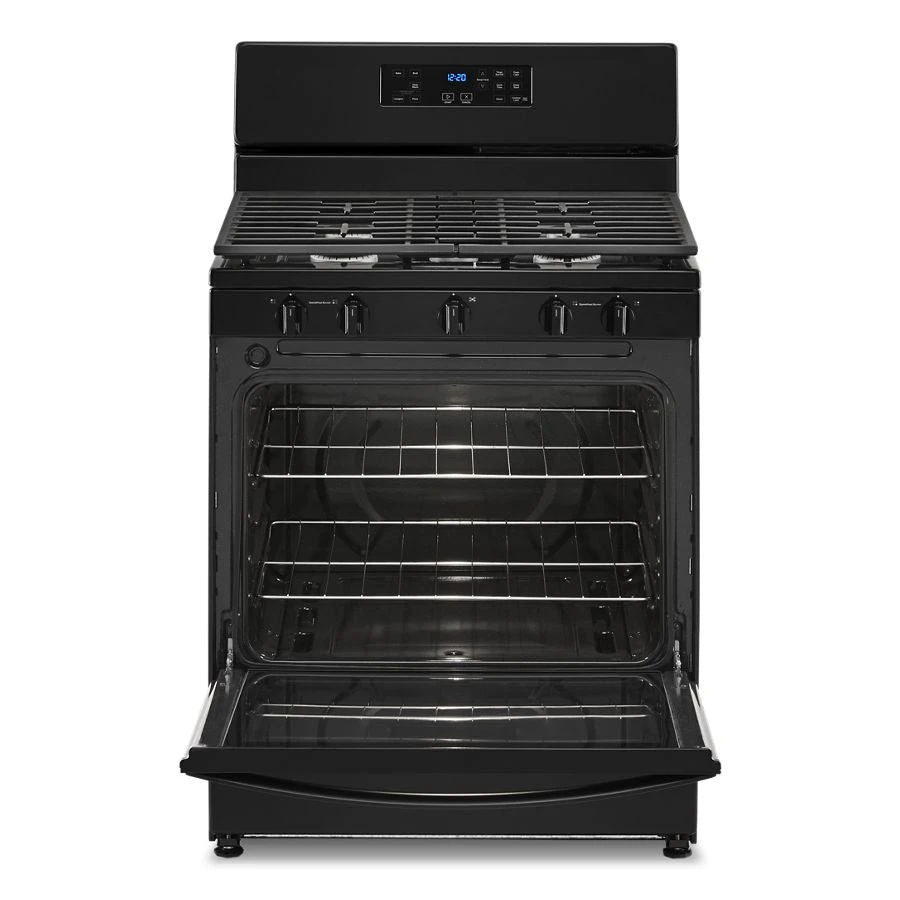 5.1 Cubic Feet Freestanding Gas Range With Edge to Edge Cooktop - Black