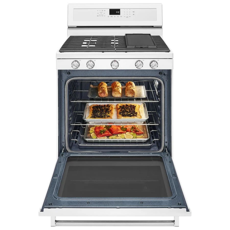 30" 5-Burner Gas Convection Range - White