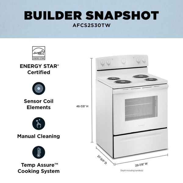 Amana 30" Electric Range With Extra-Large Oven Window - White