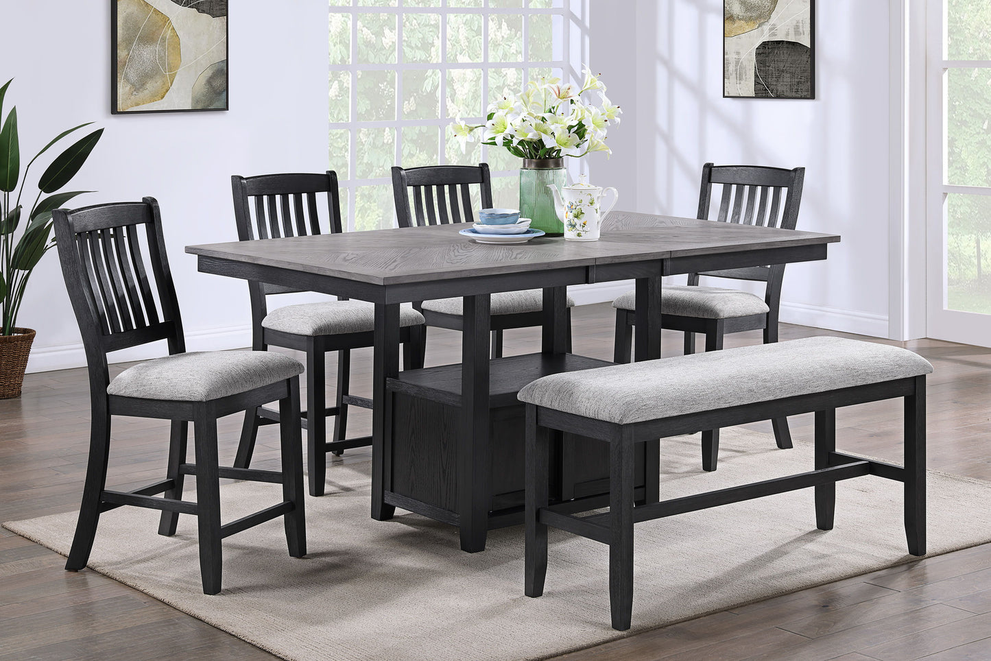 Buford - Counter Height Table - Charcoal / Light Gray