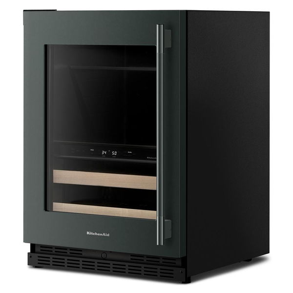 24" Beverage Center With Glass Door And Wood-Front Racks, Backlit Touch Controls - Juniper